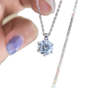 Colgante de Diamante Cultivado en Laboratorio de 1.0CT, Oro Sólido de 18K, Collar con Diamante Suelto, Claridad VS1, Color D, Estilo Clásico, Chapado en Rodio, Brillante - Product Image 1