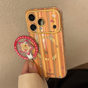 Custodia per telefono in TPU con supporto magnetico a stella, compatibile con <span class=keywords><strong>iPhone</strong></span> 17 Air/16 Pro MAX/15 Pro/14 Plus/13/<span class=keywords><strong>12</strong></span>, <span class=keywords><strong>Arancione</strong></span> - Product Image 4