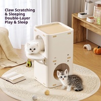 Maison pour chat de luxe en bois massif, arbre à chat pliable avec griffoir pour toutes les saisons