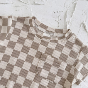 Nuevo Pelele de Punto Corto Korababy Grid 2026 para Bebés y Niños Pequeños, Unisex, Cierre de Botones, Estilo Casual de <span class=keywords><strong>Verano</strong></span> - Product Image 5