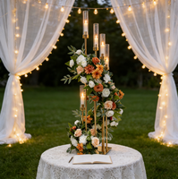 Nouvelle conception de chemin de table en fleurs artificielles en soie, réaliste, pour centre de table de mariage, décoration pour porte-bougie