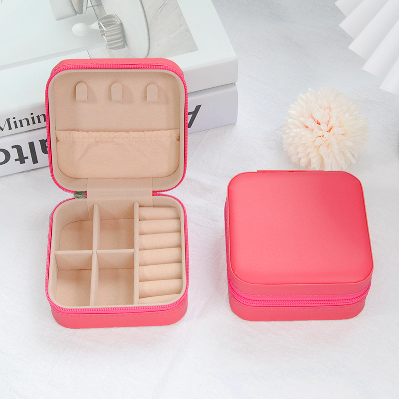Pu zipper style-strawberry red-10105 jewelry box