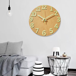 Wooden Luminous Wall <b>Clock</b> Watches Modern Night Light <b>Clock</b> Glow in Dark - Product Image 5