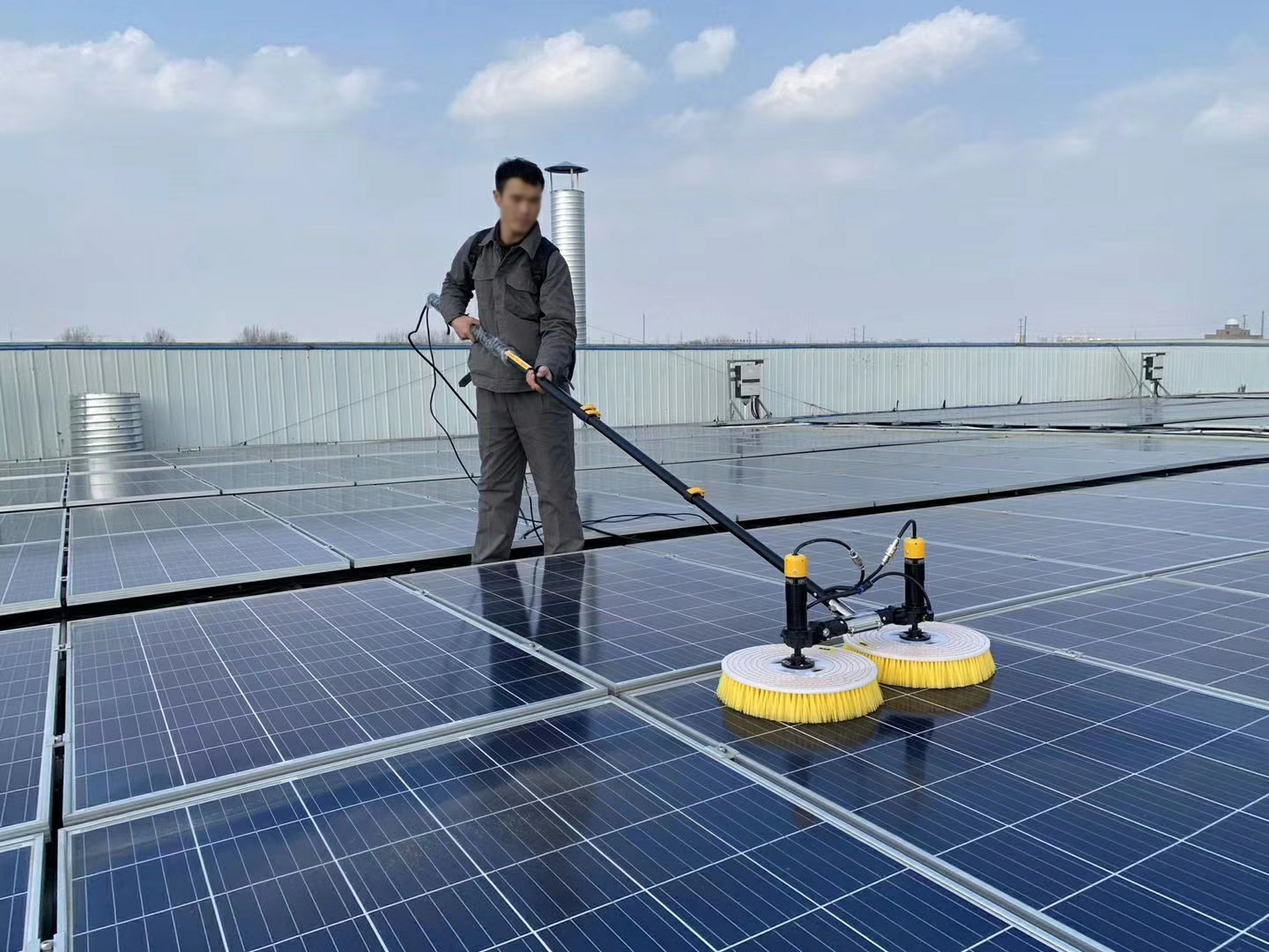 7.5M Solar Panel Cleaning Brush Double Head Automatic Rotating