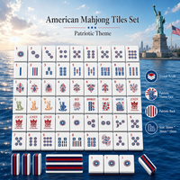 Magnifique ensemble de tuiles de Mahjong patriotiques américaines, 166 pièces, en acrylique gravé à 3 couches, motif Liberté Égale et Feux d'artifice, taille standard