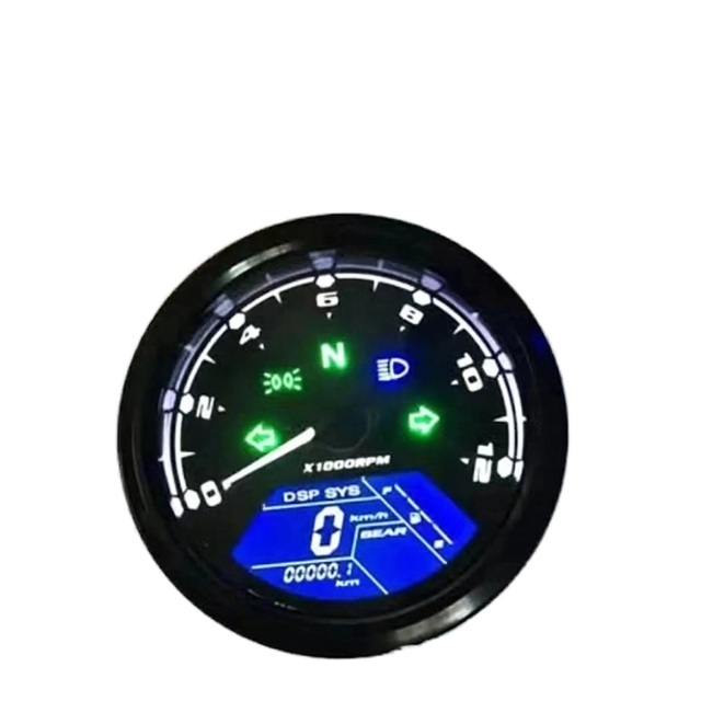 New DEJIA 12V Round LCD Motorcycle Speedometer with Fuel Gas Display LED Indicator and Odometer