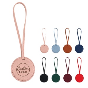Étiquette de sac en cuir ronde, porte-clés avec logo personnalisé, étiquette de bagage, cadeau personnalisé, anneau porte-clés, vente en gros - Product Image 1
