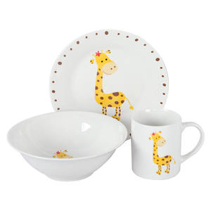 Juego de vajilla con diseño de animales para niños, vajilla de cerámica con dibujos animados - Product Image 1