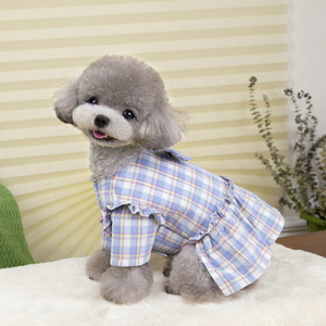 ชุดเดรสสองขาสำหรับสุนัขและแมวใหม่เสื้อผ้าลายสก๊อตสำหรับสัตว์เลี้ยง - Product Image 2