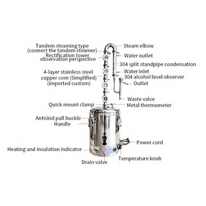 70L Electric Heating Domestic Type Alcohol <strong>Distiller</strong> White Spirit <strong>Distiller</strong> 4 Layer Copper Core Reflux Column <strong>Distiller</strong> - Product Image 4