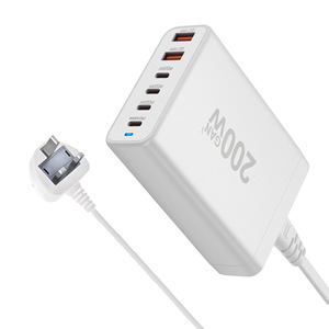 Chargeur de bureau multifonction 200W 6 ports, charge rapide, nitride de gallium 4C2A, chargeur au nitride de gallium - Product Image 6