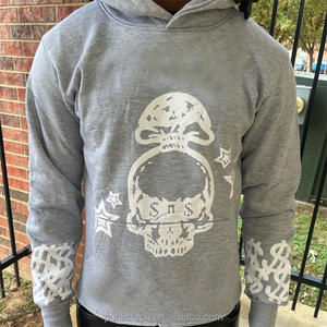 OEM personnalisé 400/500 qsm streetwear sérigraphie sweat à capuche épais en coton éponge français imprimé sweat à capuche court pour hommes - Product Image 3