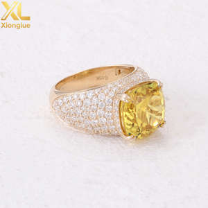 Hip Hop Luxury 10K 18K Gold Plated 0.3m Plating Thickness Yellow Round Natural Stones Unisex Gift <b>Chunky</b> Fashion <b>Rings</b> - Product Image 4