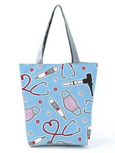 Bolsa de Hombro Médica con Diseño de Latido de Corazón para Enfermeras, Hombres y Mujeres, Bolsa de Mano con Símbolos Médicos de Gran Capacidad - Product Image 4