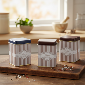 75 x 75 x 100 mm Square <b>Metal</b> Tin <b>Box</b> Set (Set of 3) Elegance Elegance Design - Product Image 3