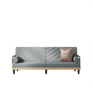 Divano Letto in Poliestere Grigio Chiaro con Telaio in Compensato, 3 Posti, Arredamento Minimalista per Soggiorno D0100H791D6 - Product Image 1