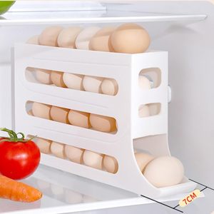Plastic Slide Soap Box Refrigerator Side Door Four Tier <b>Automatic</b> Roller Kitchen Countertop Eco-Friendly Durable PP Storage - Product Image 5