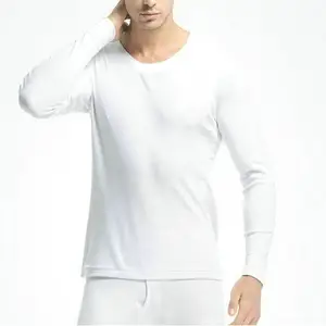 Mannen Katoen Witte Lange Onderbroek Ondergoed Winter Onderkleding Innerlijke Thermische Top En Bottom Set