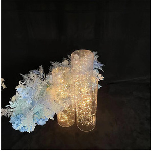 Colonna di visualizzazione della decorazione di nozze del cilindro acrilico della Base rotonda acrilica del piombo della strada per matrimoni e banchetti - Product Image 3