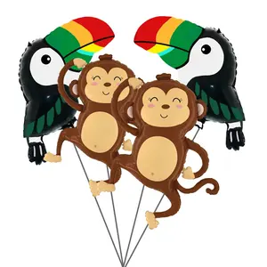 정글 동물 풍선 정글 사파리 돈 호일 풍선 큰 부리 새 헬륨 풍선 아이들을위한 정글 테마 생일 파티 장식