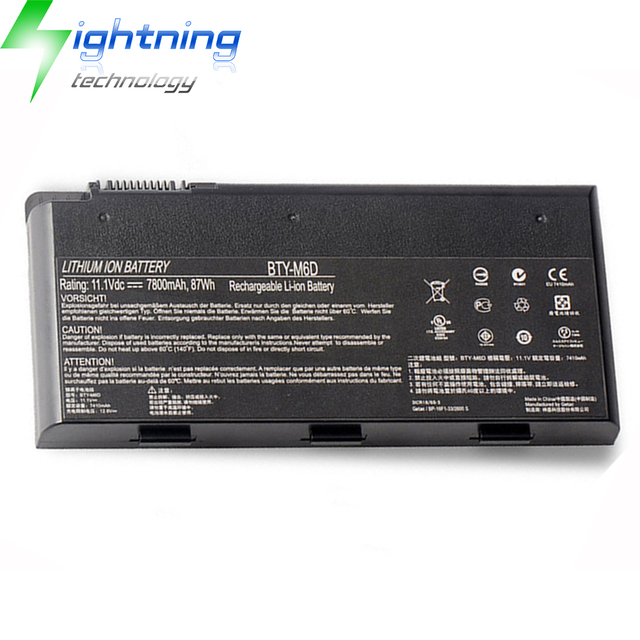 New Genuine Original BTY-M6D 11.1V 7800mAh Laptop Battery for MSI GT60 GT70 GX780R GX680 GX780 GT780R GT660R GT663 Notebook