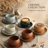 Ensemble tasse et soucoupe en céramique style barista pour l'art latte et le service de café, idéal pour l'hôtellerie et la vente au détail de café à domicile