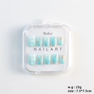 En stock 10 pièces Faux ongles à presser en ABS, forme cercueil courte, couvrance totale, <span class=keywords><strong>S</strong></span>/<span class=keywords><strong>M</strong></span>/<span class=keywords><strong>L</strong></span>, motifs étoiles dorées/argentées pour doigts - Product Image 6