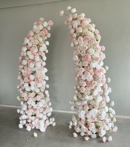 A-1612 luxe artificiel babybreath 2 pièces arc fleur ensemble mariage décor blanc rose babys souffle fleur arc - Product Image 5
