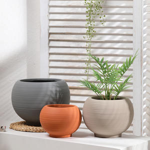 P266 fioriera a sfera in ceramica spazzolata colorata nordica con piattino di drenaggio poroso in Terracotta <span class=keywords><strong>vaso</strong></span> di grande diametro <span class=keywords><strong>per</strong></span> piante d'appartamento - Product Image 2