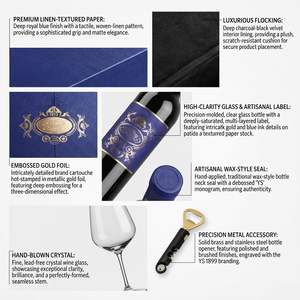 Custom Luxury Wine <strong>Gift</strong> Box, Blue Gate Fold Rigid Packaging Case with Foam Insert for Red Wine, Glasses, and Corporate Gifting - Product Image 2