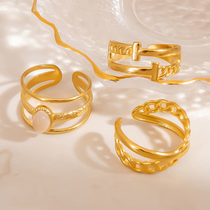 Pulseras de Moda con Diseño Geométrico, Tono Dorado, Incrustaciones de Piedra Natural, Engaste de Bisel, Origen Yiwu JZ21021 - Product Image 4