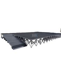 Scène portable en contreplaqué à montage rapide RK, structure en aluminium 6061-T6, épaisseur 18 mm, capacité de charge 750 kg/m², hauteurs personnalisables