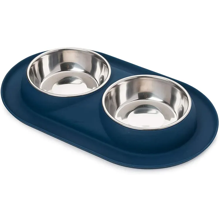 Bols pour chiens et bols de nourriture pour chats en acier inoxydable de qualité supérieure avec base en silicone anti-déversement Bols pour animaux de compagnie adaptés aux petits animaux