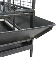 Grande cage à perroquets avec plateau de jeu, volière, cage à oiseaux en fer forgé avec support roulant et zone de jeu sur le dessus