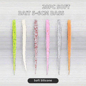 20 pièces/sac, leurres souples en plastique <span class=keywords><strong>de</strong></span> 5 cm et 6 cm, petits leurres souples pour la pêche en eau douce, <span class=keywords><strong>vers</strong></span> <span class=keywords><strong>de</strong></span> <span class=keywords><strong>terre</strong></span> pour brochet, sandre, appâts souples enracinés pour la pêche - Product Image 2