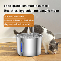 Fontaine à eau intelligente pour chat avec niveau d'eau visible, en acier inoxydable, filtration multicouche, distributeur d'eau pour animaux de compagnie avec robinet