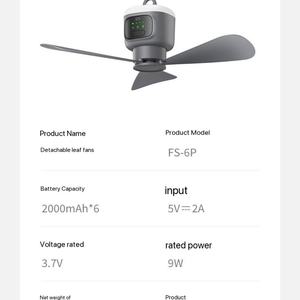 Ventilateur de plafond pliable à télécommande avec batterie intégrée, lumière LED rechargeable sans fil, idéal pour le camping, la voiture ou l'extérieur – Meilleures ventes - Product Image 4