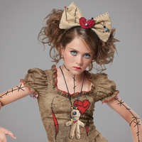 HLC Serre-tête Poupée Vaudou Halloween, Accessoires de Coiffure pour Costume Jour des Morts, Collier et Accessoires de Performance Cosplay Sorcière