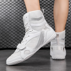 Bottes de boxe professionnelles personnalisées en cuir PU blanc, chaussures de lutte <span class=keywords><strong>libre</strong></span>, créez vos propres chaussures de lutte - Product Image 5