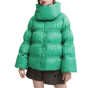 2020 new style best custom women hooded winter gooose down green bubble jacket puffer ladies down coats