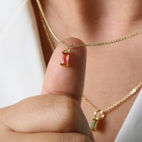 Collier pendentif rectangulaire en zircon plaqué cuivre de haute qualité, pierre de naissance de juillet, tendance pour les fêtes, le plus vendu