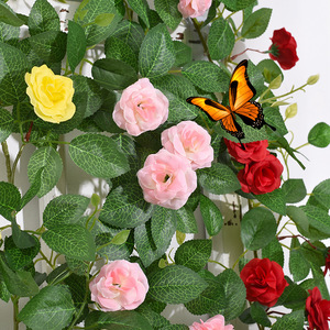 Artificial Vine Rose <b>Wall</b> Hanging Silk Flower Bouquet <b>Decor</b> For Valentine's Day Home Interior - Product Image 4