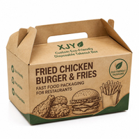 Boîte à emporter en papier écologique personnalisée XJY pour poulet frit, hamburgers et frites, emballage pour la restauration rapide
