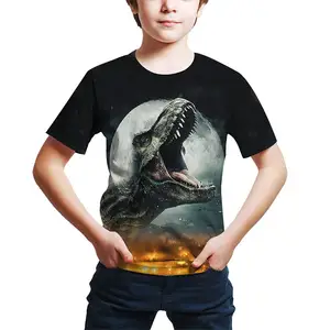 Camiseta con estampado de dinosaurio al por mayor a bajo precio, camiseta transpirable de verano, diseño superior en blanco con fabricante profesional