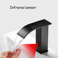 Robinet de salle de bain à capteur automatique noir mat Robinet de lavabo haut de gamme à infrarouge sans contact avec bec cascade mains libres