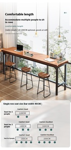 Conjunto de Mesa y Sillas de Bar para Balcón, Estilo Moderno e Informal, Banco de Madera Estrecho para Pared, Ideal para Cafeterías y Tiendas de Té con Leche, Combinación de Mesa Alta - Product Image 4
