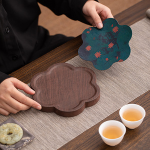 Walnut <b>Tea</b> Tray Irregular Shape Heat Resistant Dry Brewing Kung Fu <b>Tea</b> <b>Set</b> Teapot Holder Afternoon <b>Tea</b> Gift - Product Image 1