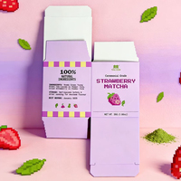 Boîte en papier mat imprimée sur mesure, emballage de poudre de matcha à la fraise, boîte cadeau, boîte en papier de qualité alimentaire pour poudre de thé