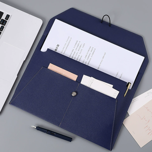 Portadocumentos de cuero PU <span class=keywords><strong>A4</strong></span> Bolsa de archivo de papel Paquete de archivo Hebilla de datos engrosada Bolsa de documentos de negocios impermeable - Product Image 2