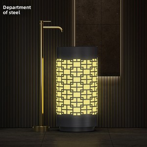 Lavabo a colonna autoportante in acciaio inossidabile illuminato <span class=keywords><strong>di</strong></span> alta gamma, personalizzato, in stile cinese moderno, per hotel, bar e bagni - Product Image 5
